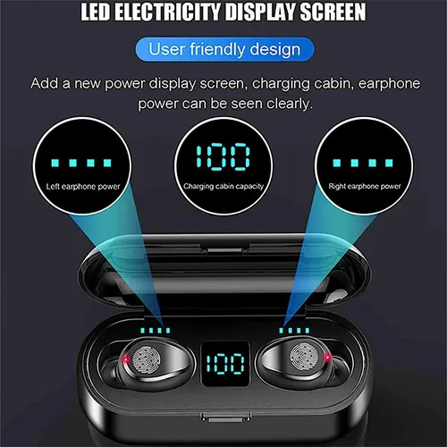 Auriculares TWS "F9 Touch" Inalambricos Bluetooth Premium (Negro)