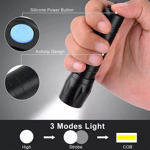 Linterna de Metal *NEGRA* + Estuche Rigido Protector - Recargable Con Zoom Led -2 en 1-