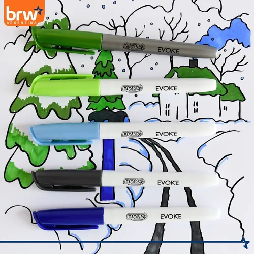 MARCADORES INDELEBLE BRW **WINTER** x 5 - PUNTA FINA - (Incluye 1 metalizado)