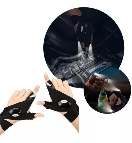 Guantes Luz Led Linterna x 2 Luz Blanca (De Trabajo - Pesca - Camping - Mecánica - Electricidad)