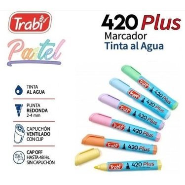 Marcadores Trabi PASTEL x 6 (Punta Redonda)