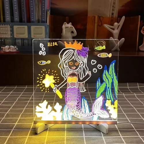 Pizarra Luminosa Mágica 15x15 Cm Acriilic0 + 7 Marcadores