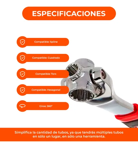 Llave 48 En 1 Giratoria 360 Grados Universal 8 A 19 Tubos