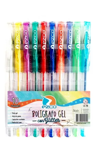 LAPICERAS EN GEL * GLITTER *  EZCO X 10 (BRILLO)