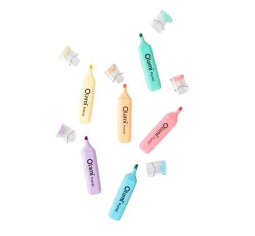 Resaltadores Olami * Pastel x 6 * Chatos (Calidad)