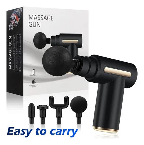 Pistolas para Masajes - MASSAGE GUN - 4 Cabezales Intercambiables * Muscular / Cuerpo / Facial * Recargable