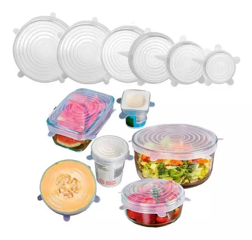 Set de Tapas de Silicona x 6 Para Alimentos y Bebidas