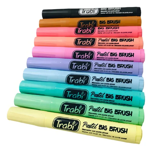 Marcadores BIG BRUSH // Pastel x 10 // Trabi Punta Pincel (GRUESOS)