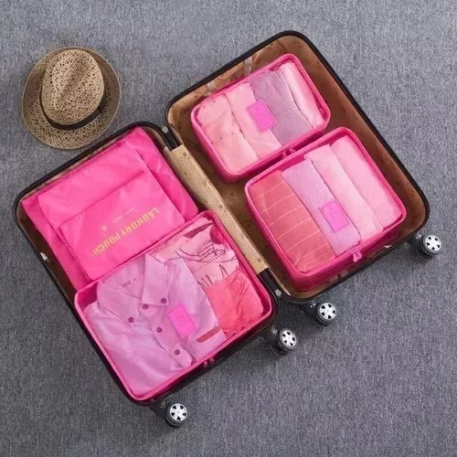Sets Organizadores de Valijas x 6 unidades CORAL (Ideal para viajeros)