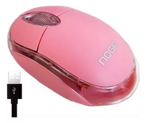 Mouse Luminoso Noga * Rosa Pastel * (Con Kble USB)