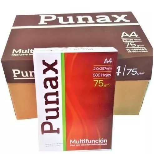 Resma de Papel " Punax " A4 75 Gr * PRECIO DE CAJA X 10 UNIDADES * (Precio Efectivo / Transferencia Bancaria)