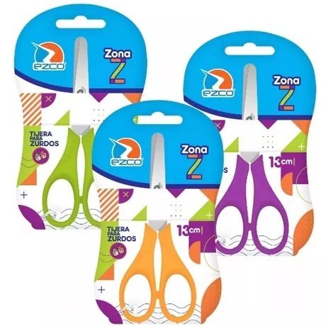 TIJERAS EZCO * P/ ZURDOS * 13 CM ESCOLAR
