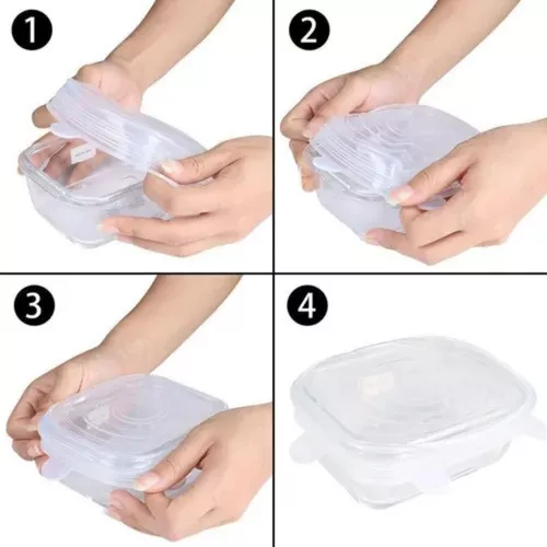 Set de Tapas de Silicona x 6 Para Alimentos y Bebidas