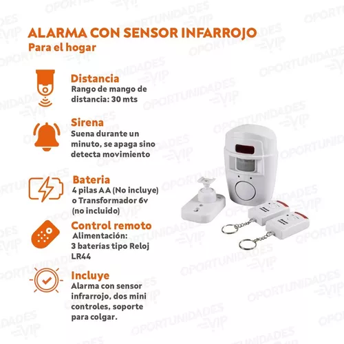 Alarma Domiciliaria Inalámbrica con Sensor de Movimiento y Sirena + 2 Controles
