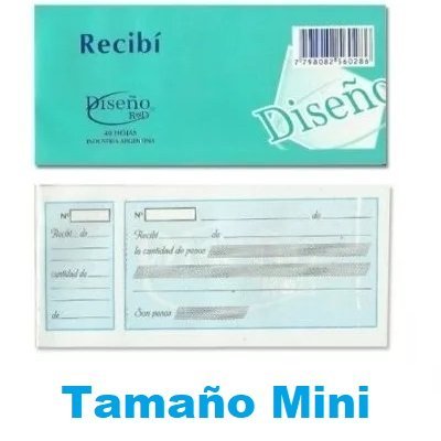 Talonario de Recibo Pequeño " Diseño " x 40 Hojas Mignon (Mini)