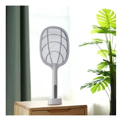 Raqueta Mata Mosquitos / Moscas * Con Base * Recargable (Con Luz Ultra Violeta) UV -AUTOMATICO-