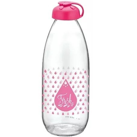 BOTELLAS DE VIDRIO 1 LITRO * ROSA * C/ TAPA PLASTICA