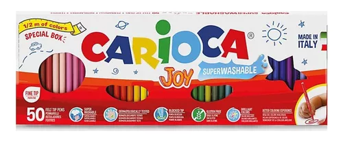Mega Caaja Marcadores Fibras CARIOCA JOY x 50 -Made In Italy- Caaja regalo