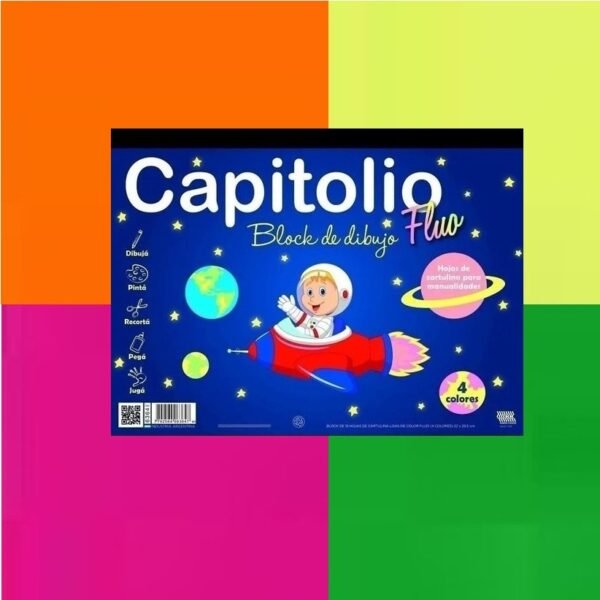 BLOCK DE DIBUJO "CAPITOLIO” NUMERO 5 DE COLORES FLÚO (NEÓN) (16 HOJAS)