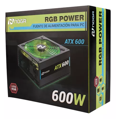 Fuente Alimentación * NOGA ATX 600 * Para Pc 600w 220v Leds RGB