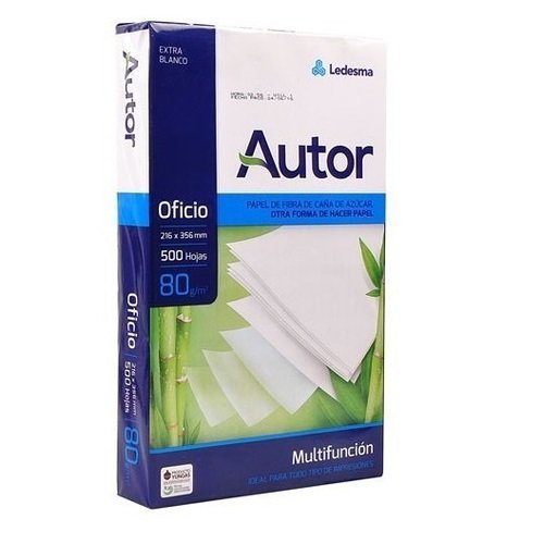 Resma de Papel " Autor " Oficio 80 Gr
