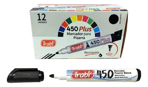 ||OFERTA EFECTIVO / TRANSFERENCIA|| Marcador para Pizarra ** Negro 450 (CAJA x 12) **  RECARGABLE Trabi