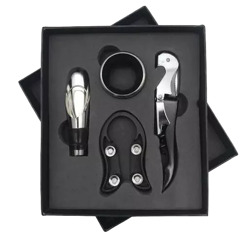 Set para Vino x 4 Piezas + Caaja Almacenadora