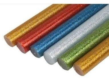 BARRAS DE SILICONA FINA CON BRILLO x 10 SURTIDO (Glitter)