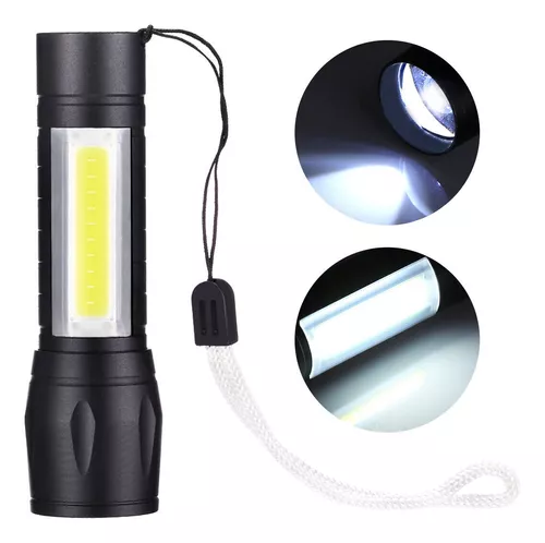 Linterna de Metal *NEGRA* + Estuche Rigido Protector - Recargable Con Zoom Led -2 en 1-