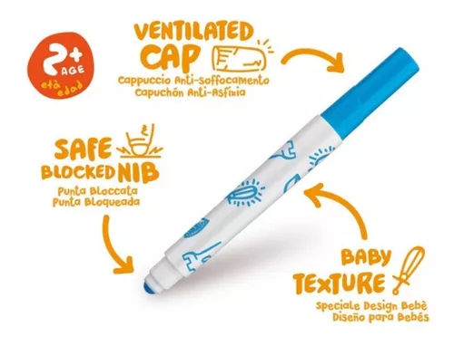 Fibras Gruesas " CARIOCA BABY " x 6 JUMBO PREMIUM (+2 AÑOS) PUNTA BLOQUEADA -ITALIANOS- CALIDAD //AGARRE FACIL PRIMERAS INFANCIAS//