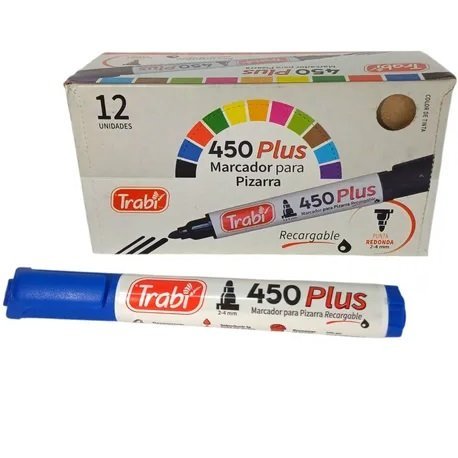 ||OFERTA EFECTIVO / TRANSFERENCIA|| Marcador para Pizarra ** Azul 450 (CAJA x 12) **  RECARGABLE Trabi