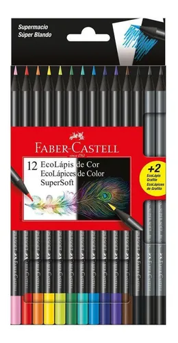 Lapices FABER CASTELL - SUPERSOFT x 12 Colores + 2 Grafito-