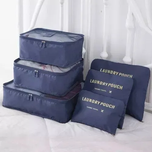 Sets Organizadores de Valijas x 6 unidades AZUL OSCURO (Ideal para viajeros)