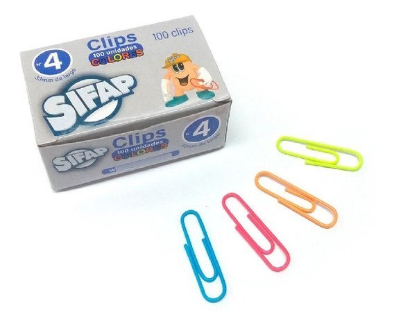 Clips SIFAP / EZCO FORRADOS ** COLORES ** N° 4 (33mm) Cajita x 100 unidades
