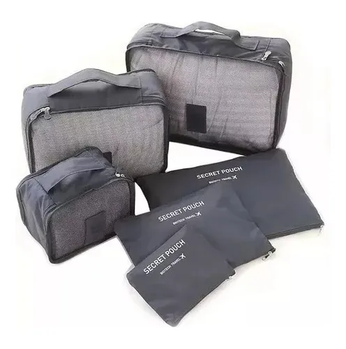 Sets Organizadores de Valijas x 6 unidades NEGRO (Ideal para viajeros)