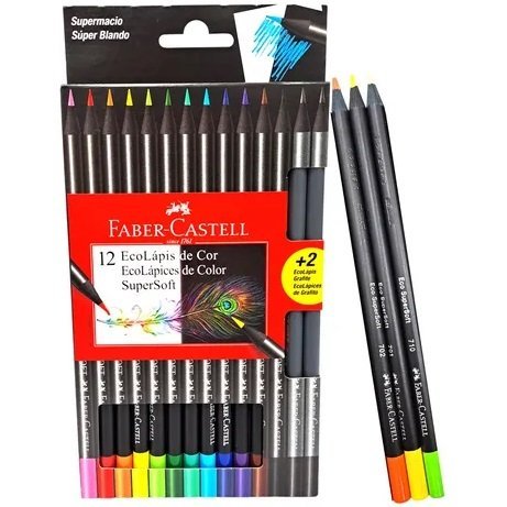 Lapices FABER CASTELL - SUPERSOFT x 12 Colores + 2 Grafito-