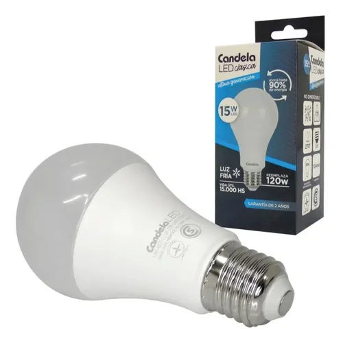 Focos Led Candela - 15w - Luz Fría (Ahorra hasta 90% de Energía)