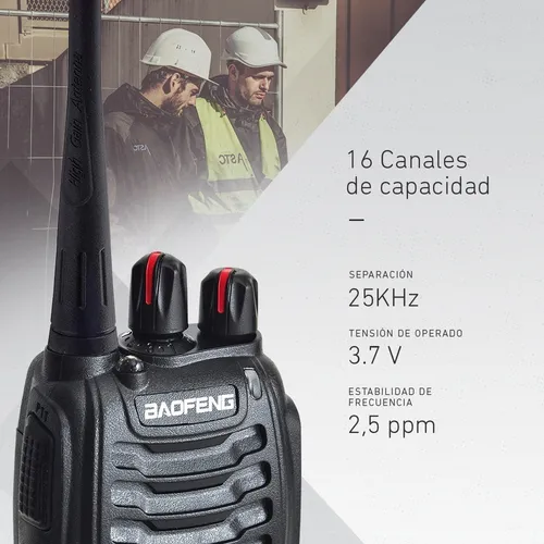 KIT X 2 HANDY - BAOFENG - WALKIE TALKIE 16 CANALES RECARGABLE