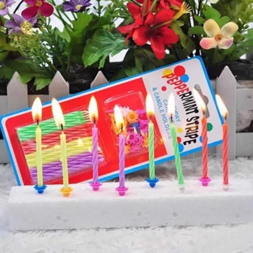Velitas para cumpleaños * Rayadas chicas c/ soporte *
