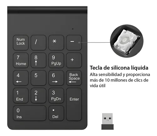 Teclado * Numerico INALAMBRICO * Negro Notebook USB Keypad