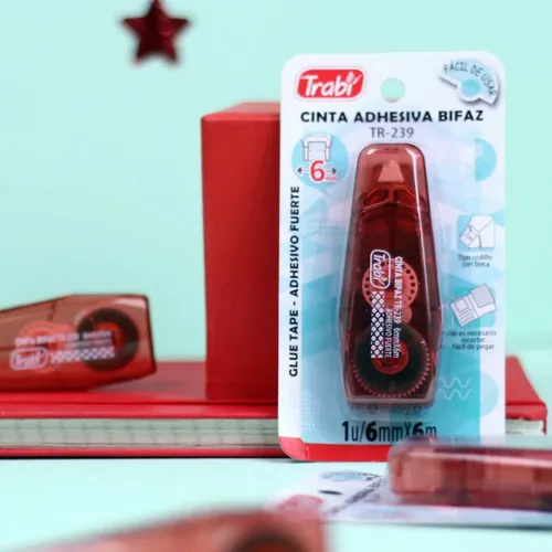 Cinta Adhesiva Bifaz Trabi de 6MM x 6 Metros