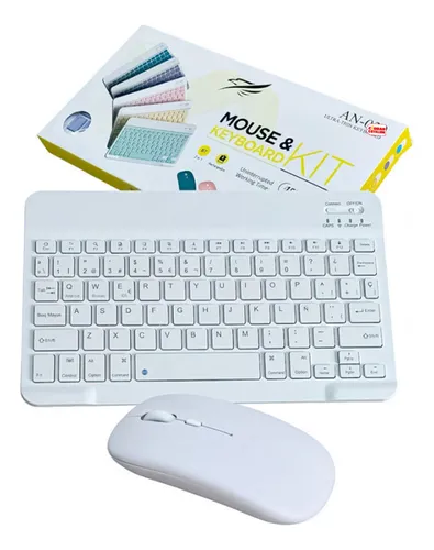 Combo Mini Inalámbrico * BLANCO * RECARGABLE ( Teclado Recargable+ Mouse ) Pc Notebook Celular Tablet