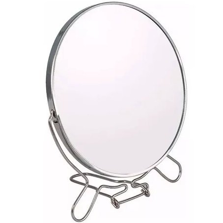 Espejo Redondo Con Aumento Doble Faz Maquillaje 6 Pulgadas Metálico