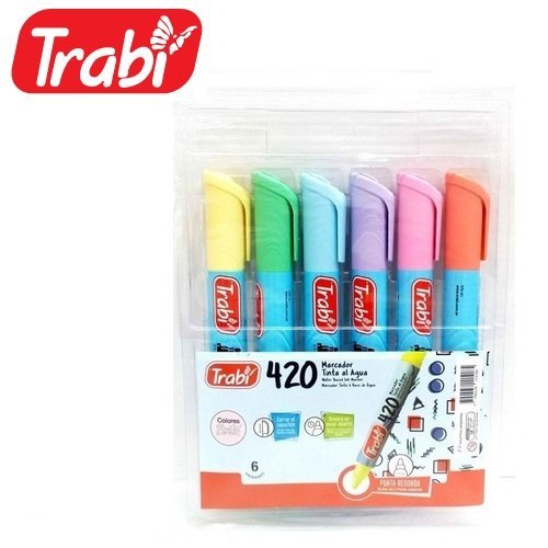 Marcadores Trabi PASTEL x 6 (Punta Redonda)