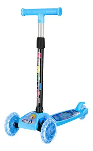 Monopatin Plegable - Scooter Celeste - 3 Ruedas c/ Luz