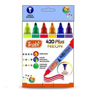 Marcadores Trabi NEÓN x 6 (Punta Redonda)