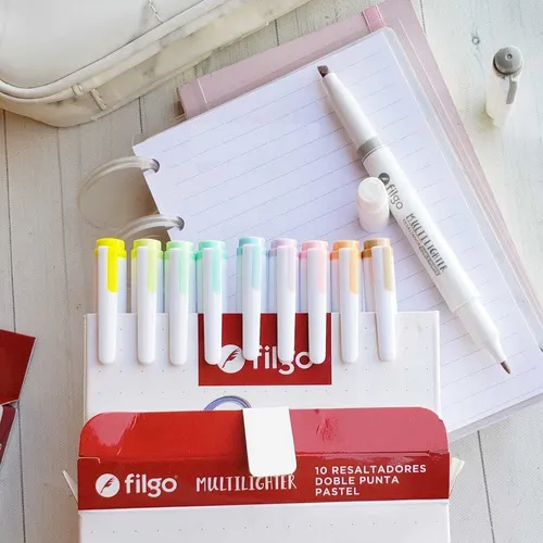 Resaltadores Filgo x10 "PASTEL COLLECTION" MULTILIGHTER **Doble Punta** (NUEVOS)