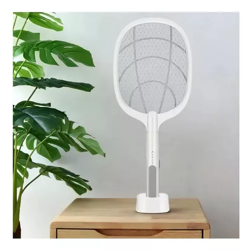 Raqueta Mata Mosquitos / Moscas * Con Base * Recargable (Con Luz Ultra Violeta) UV -AUTOMATICO-