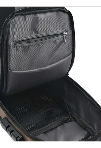 Pechera Cruzada de Seguridad * Gris Combinado Antirrobo * Reforzada + USB + Candado de combinación