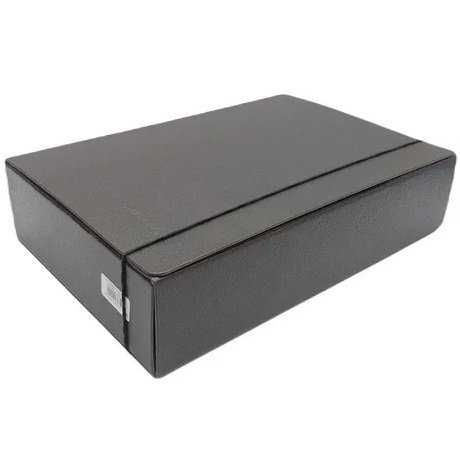 CAJA CON SOLAPAS // 8 CM FIBRA NEGRA // C/ELASTICO **